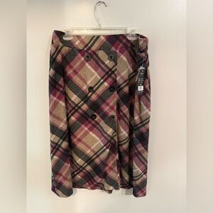 Plaid Button-Front Skirt